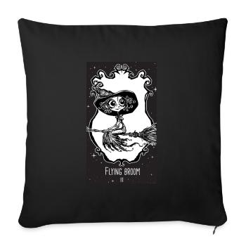 Flying broom carte d'oracle - Housse de coussin décorative 45 x 45 cm - noir - Devant