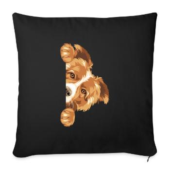 Peeking Border Collie dog - Sofa pillowcase 17,3'' x 17,3'' (45 x 45 cm) - black - Front