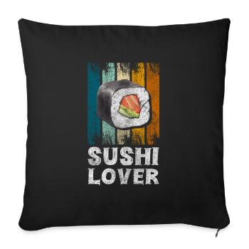 Sushi Mignon Kawaii Nourriture préférée - Housse de coussin décorative 45 x 45 cm - noir - Devant