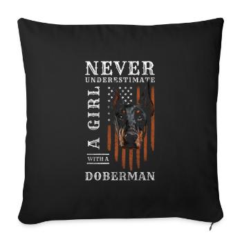Doberman Dog Owner Service Dogs Dog Love - Sofa pillowcase 17,3'' x 17,3'' (45 x 45 cm) - black - Front