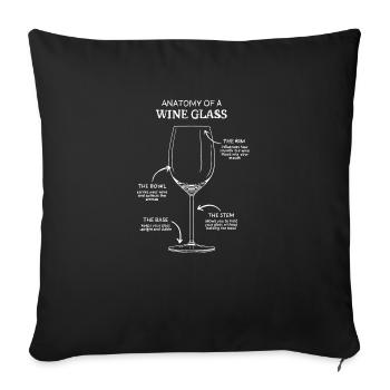 Wein Glas Anatomie - Sofakissenbezug 45 x 45 cm - Schwarz - Vorne