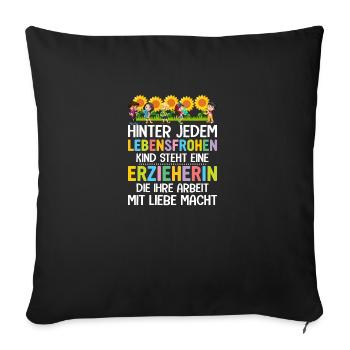 Abschiedsgeschenk für Erzieher - Sofakissenbezug 45 x 45 cm - Schwarz - Vorne