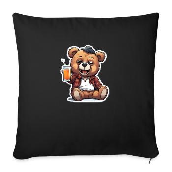 Casual teddy bear with beer - Sofa pillowcase 17,3'' x 17,3'' (45 x 45 cm) - black - Front