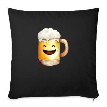 Une pinte de bière porte-bonheur - Housse de coussin décorative 45 x 45 cm - noir - Devant