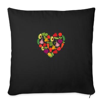 fruits, vegetables, heart, love, vegan - Sofa pillowcase 17,3'' x 17,3'' (45 x 45 cm) - black - Front