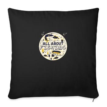 All about fishing - Sofa pillowcase 17,3'' x 17,3'' (45 x 45 cm) - black - Front