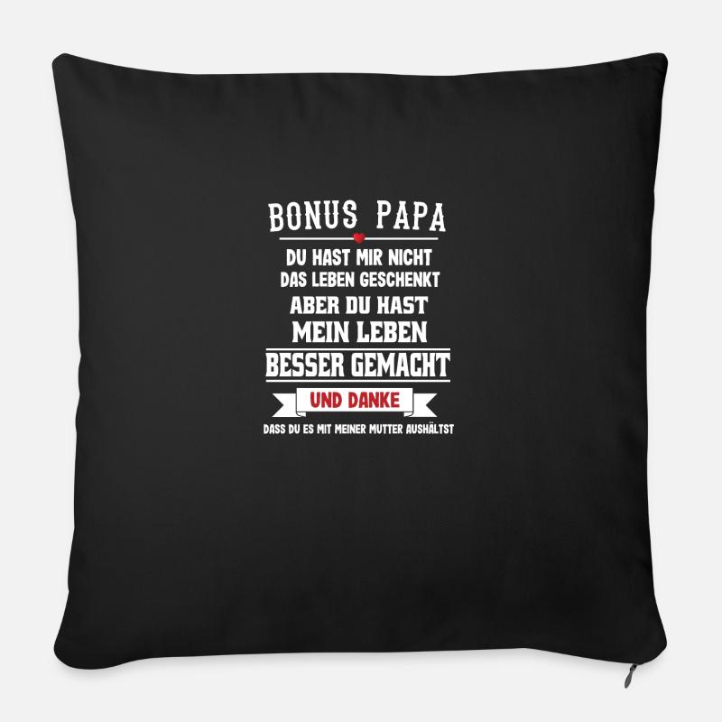 Bonus Papa Stiefvater Geschenk - Sofakissenbezug 45 x 45 cm - Schwarz