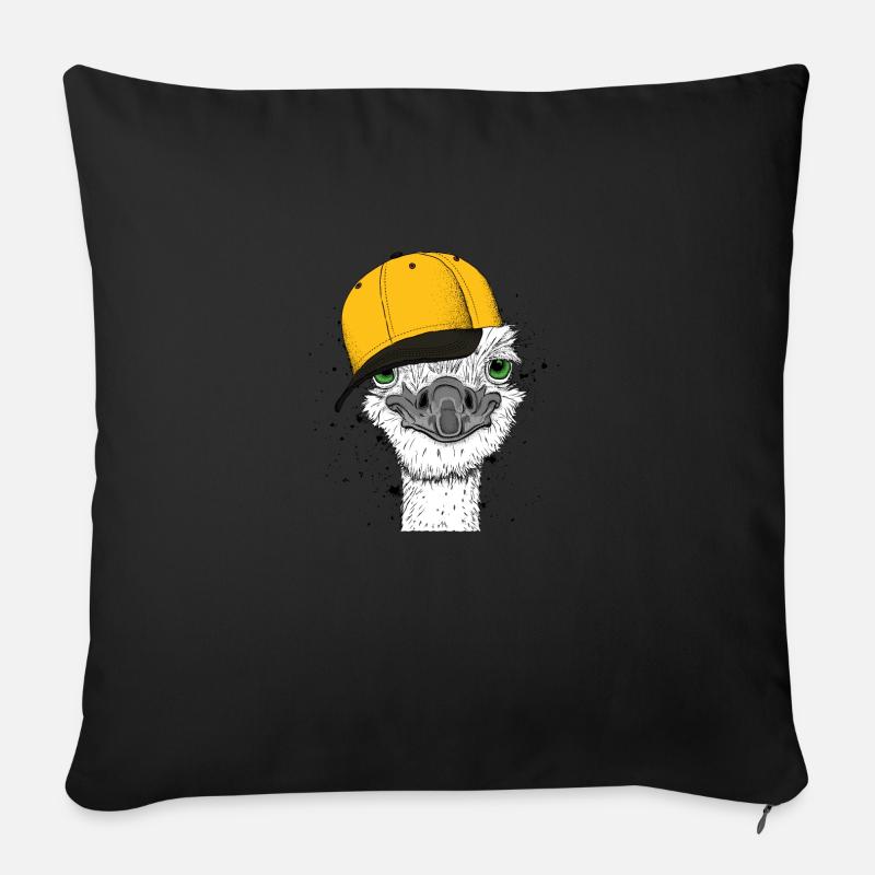 Knuffiger Strauß - Was guckst du? - Sofakissenbezug 45 x 45 cm - Schwarz