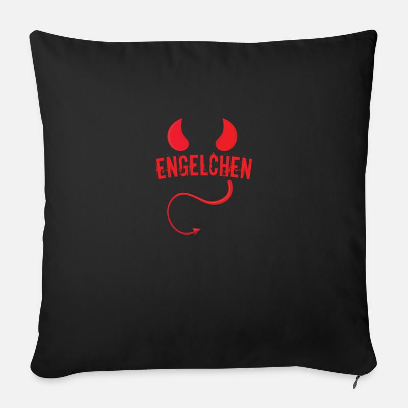 Engel Teufel Kostüm Karneval Fasching Engelchen - Sofakissenbezug 45 x 45 cm - Schwarz