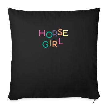 Chevaux cheval fille cheval fille cadeau - Housse de coussin décorative 45 x 45 cm - noir - Devant