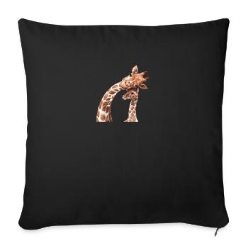 Mother and Baby Animals Watercolor Giraffe Mom - Sofa pillowcase 17,3'' x 17,3'' (45 x 45 cm) - black - Front