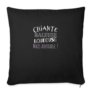 Chiante raleuse boudeuse mais adorable ! - Housse de coussin décorative 45 x 45 cm - noir - Devant