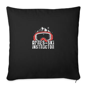 Après-ski | Skieur ski ski montagnes cadeau - Housse de coussin décorative 45 x 45 cm - noir - Devant