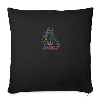 Jésus Sainte Fumées Chrétienne - Housse de coussin décorative 45 x 45 cm - noir - Devant