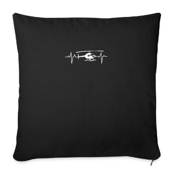 Helicopter heartbeat | Helicopter - Sofa pillowcase 17,3'' x 17,3'' (45 x 45 cm) - black - Front