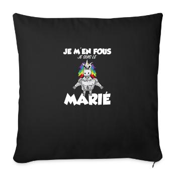 Futur Marié EVG Humour Enterrement Vie de Garçon - Housse de coussin décorative 45 x 45 cm - noir - Devant