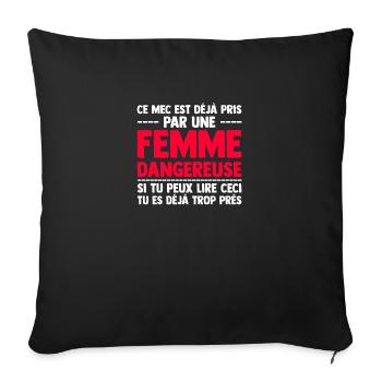 Saint Valentin Cadeau Homme Mec en Couple Jalousie - Housse de coussin décorative 45 x 45 cm - noir - Devant