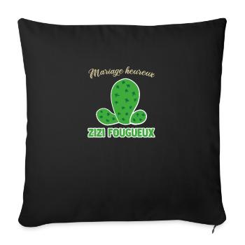 mariage heureux zizi fougueux evg futur marié - Housse de coussin décorative 45 x 45 cm - noir - Devant