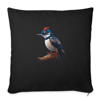 Great spotted woodpecker - Sofa pillowcase 17,3'' x 17,3'' (45 x 45 cm) - black - Front
