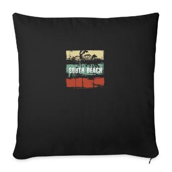 South Beach Floride Souvenir de vacances artistiques - Housse de coussin décorative 45 x 45 cm - noir - Devant