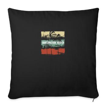 Huntington Beach Californie Vacances artistiques - Housse de coussin décorative 45 x 45 cm - noir - Devant