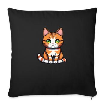 Chat Yeux Verts - Housse de coussin décorative 45 x 45 cm - noir - Devant