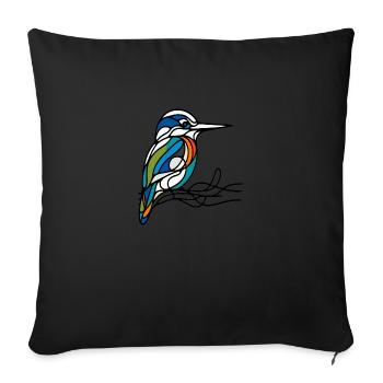 Eleganz der Natur: Eisvogel-Linienkunst - Sofakissenbezug 45 x 45 cm - Schwarz - Vorne