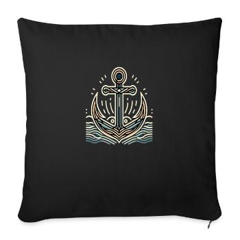 Maritimer Charme Anker Design - Sofakissenbezug 45 x 45 cm - Schwarz - Vorne