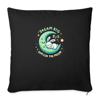 Aim For The Moon. Cute, Tired sleeping Rabbit. - Sofa pillowcase 17,3'' x 17,3'' (45 x 45 cm) - black - Front