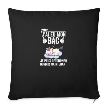baccalauréat 2024 cadeau félicitation bac licorne - Housse de coussin décorative 45 x 45 cm - noir - Devant