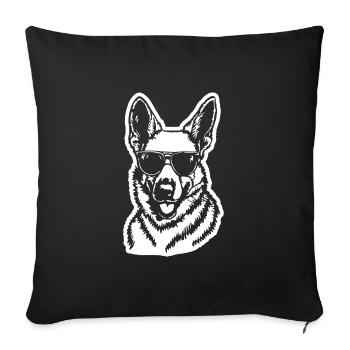 Tête de chien de berger allemand - Housse de coussin décorative 45 x 45 cm - noir - Devant
