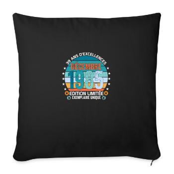 39e anniversaire Décembre 1985 idée Cadeau 39 ans - Housse de coussin décorative 45 x 45 cm - noir - Devant