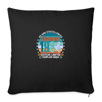 40e anniversaire Décembre 1984 idée Cadeau 40 ans - Housse de coussin décorative 45 x 45 cm - noir - Devant