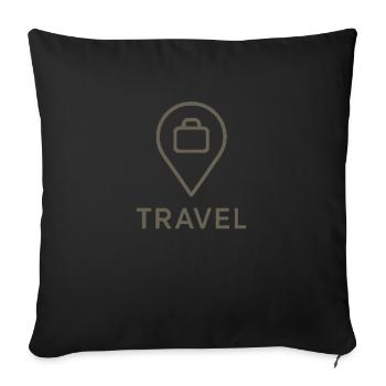 Minimalistisches Travel-Icon – Location & Koffer - Sofakissenbezug 45 x 45 cm - Schwarz - Vorne