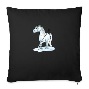 Camargue-Pferd - Sofakissenbezug 45 x 45 cm - Schwarz - Vorne