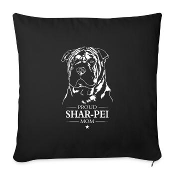 Shar Pei Mom Dog Dog Wilsigns - Sofa pillowcase 17,3'' x 17,3'' (45 x 45 cm) - black - Front