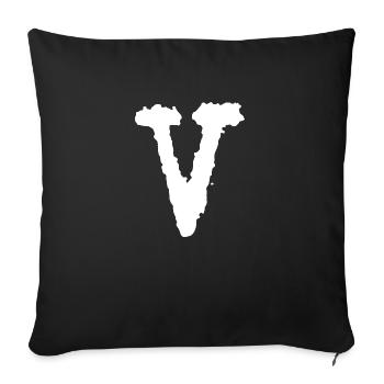 V - Sofakissenbezug 45 x 45 cm - Schwarz - Vorne