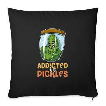 Fruits, jardin, concombres, cornichons, cornichons - Housse de coussin décorative 45 x 45 cm - noir - Devant