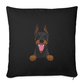 Dobermann Hund - Dobermann - Sofakissenbezug 45 x 45 cm - Schwarz - Vorne