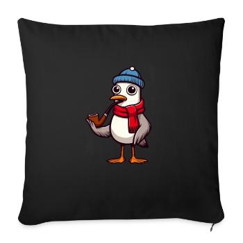 Chapeau de mouette de la côte de la mer du Nord Hambourg - Housse de coussin décorative 45 x 45 cm - noir - Devant