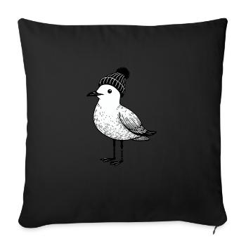 North Sea Harbor Moin Seagull Bonnet Bonnet Noir Blanc - Housse de coussin décorative 45 x 45 cm - noir - Devant