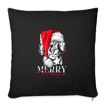 Santa Wire-haired Dachshund Merry Christmas Dog Wilsigns - Sofa pillowcase 17,3'' x 17,3'' (45 x 45 cm) - black - Front