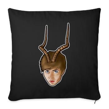 Frau mit Geweih - Sofakissenbezug 45 x 45 cm - Schwarz - Vorne