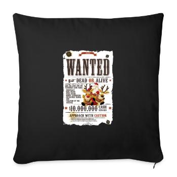 Père Noël recherché par l’autorité de Noël - Housse de coussin décorative 45 x 45 cm - noir - Devant
