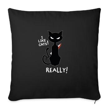 Ich mag Katzen! Lustiges Kitty Shirt Design - Sofakissenbezug 45 x 45 cm - Schwarz - Vorne