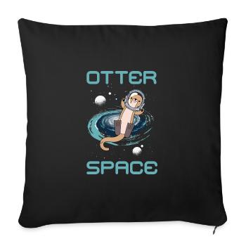 Otter Space Astronaut Lustiger Otter im Weltall - Sofakissenbezug 45 x 45 cm - Schwarz - Vorne