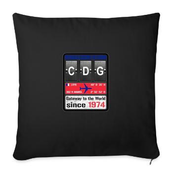 CDG Aéroport de Charles de Gaulle Paris France - Housse de coussin décorative 45 x 45 cm - noir - Devant