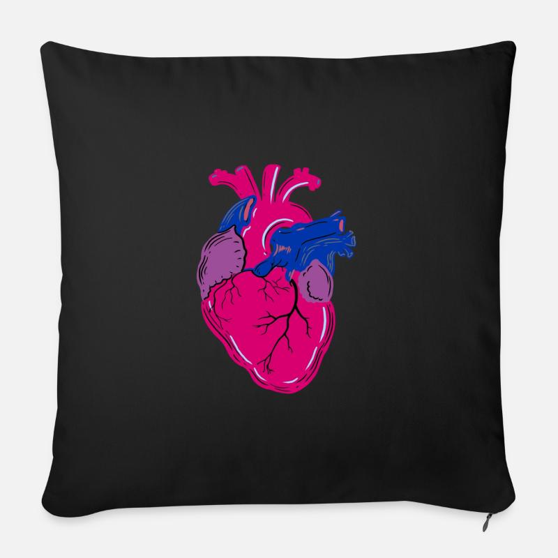 Bisexual Pride Herz Bisexuelles Geschenk - Sofakissenbezug 45 x 45 cm - Schwarz