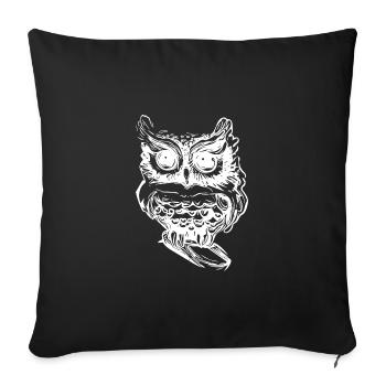 Cute vintage owl with big eyes - Sofa pillowcase 17,3'' x 17,3'' (45 x 45 cm) - black - Front