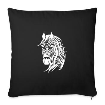 Style de tatouage de portrait de cheval élégant - Housse de coussin décorative 45 x 45 cm - noir - Devant